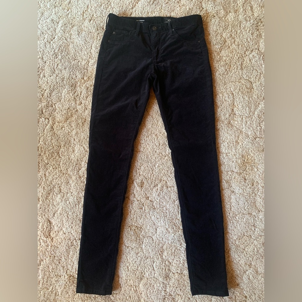EUC AG ADRIANO GOLDSCHMIED BLACK CORDUROY THE LEGGING SUPER SKINNY JEANS SZ 27R
